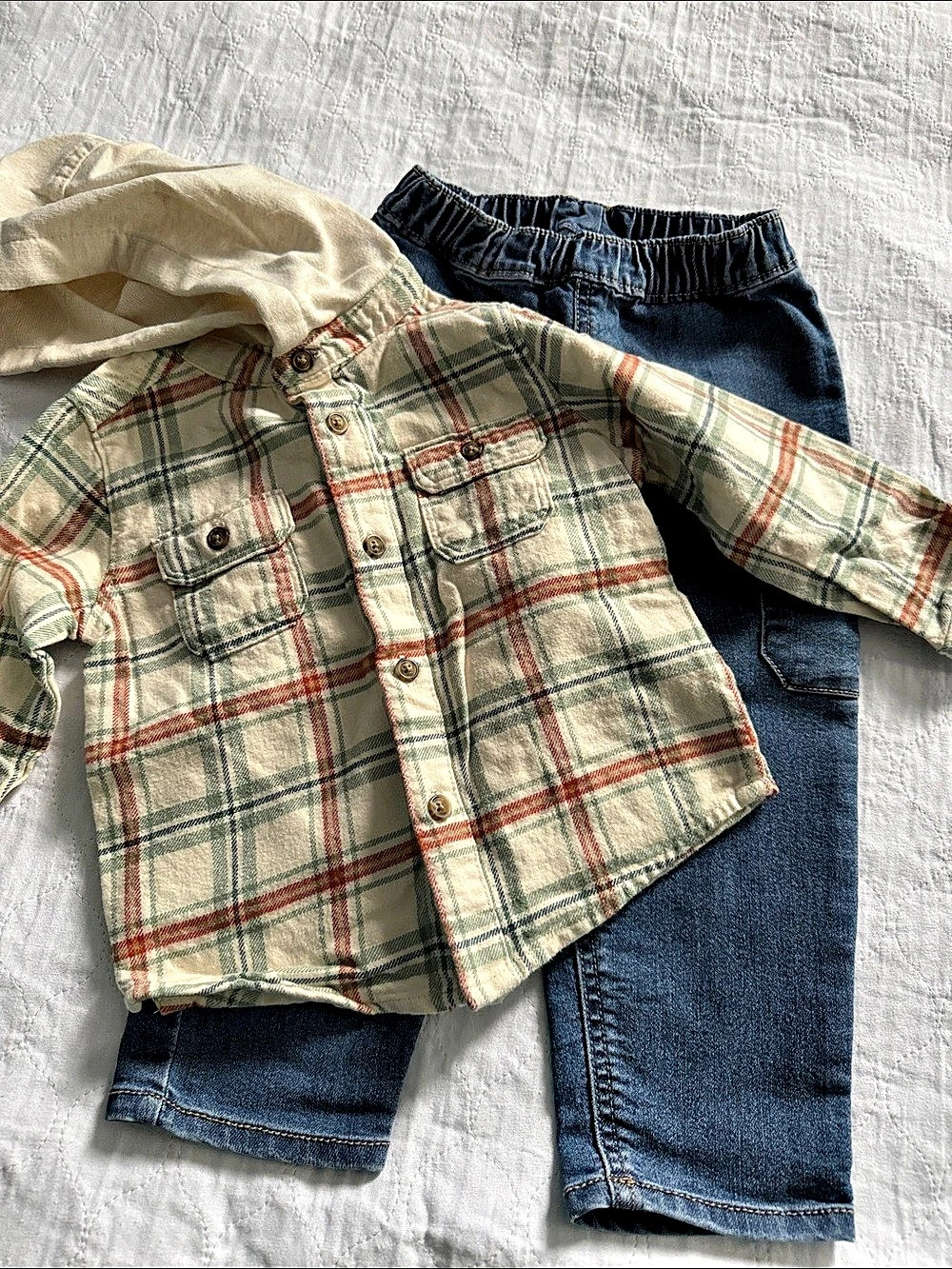 carter's Plaid Jacket & Cargo Pants Baby 24m Like New